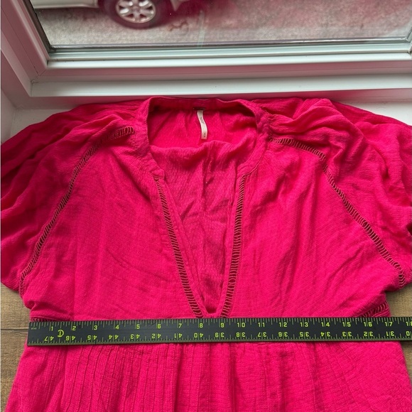 Free People Pink Long-sleeve V-neck Fit & Flare Flowy Boho Dress Size M - Picture 4 of 8